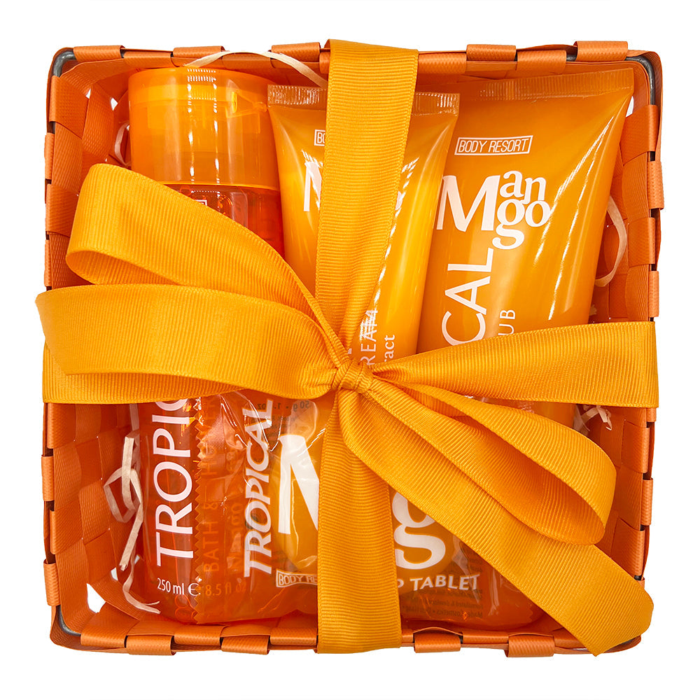 Набір: гель для душу, скраб для тіла, мило, крем для рук TROPICAL MANGO