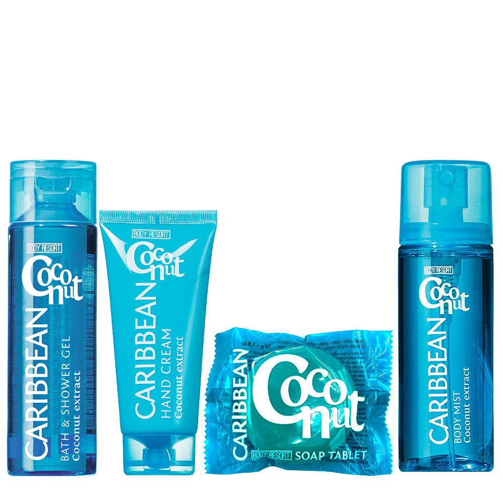 Набір: гель для душу, спрей для тіла, мило, крем для рук CARIBBEAN COCONUT