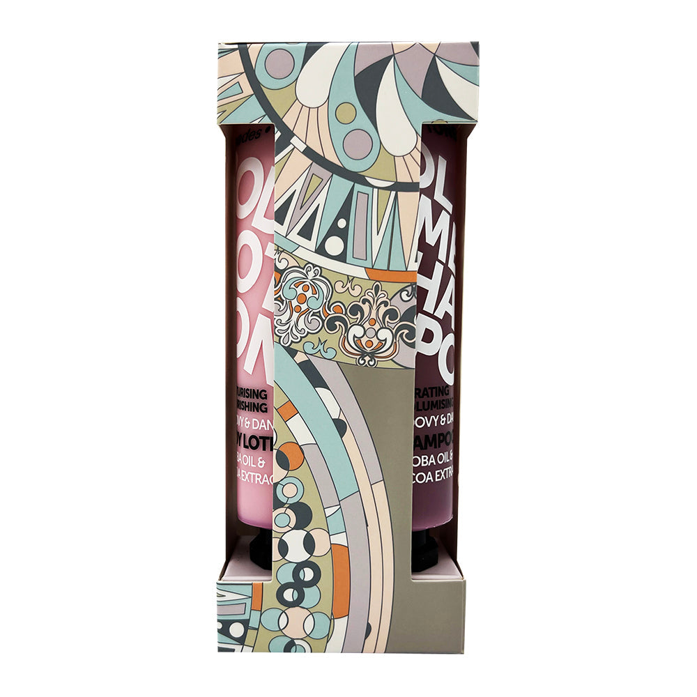 Набір: гель для душу, лосьйон для тіла, шампунь, крем для рук GROOVY & DANDY AUTHENTIC COCOA