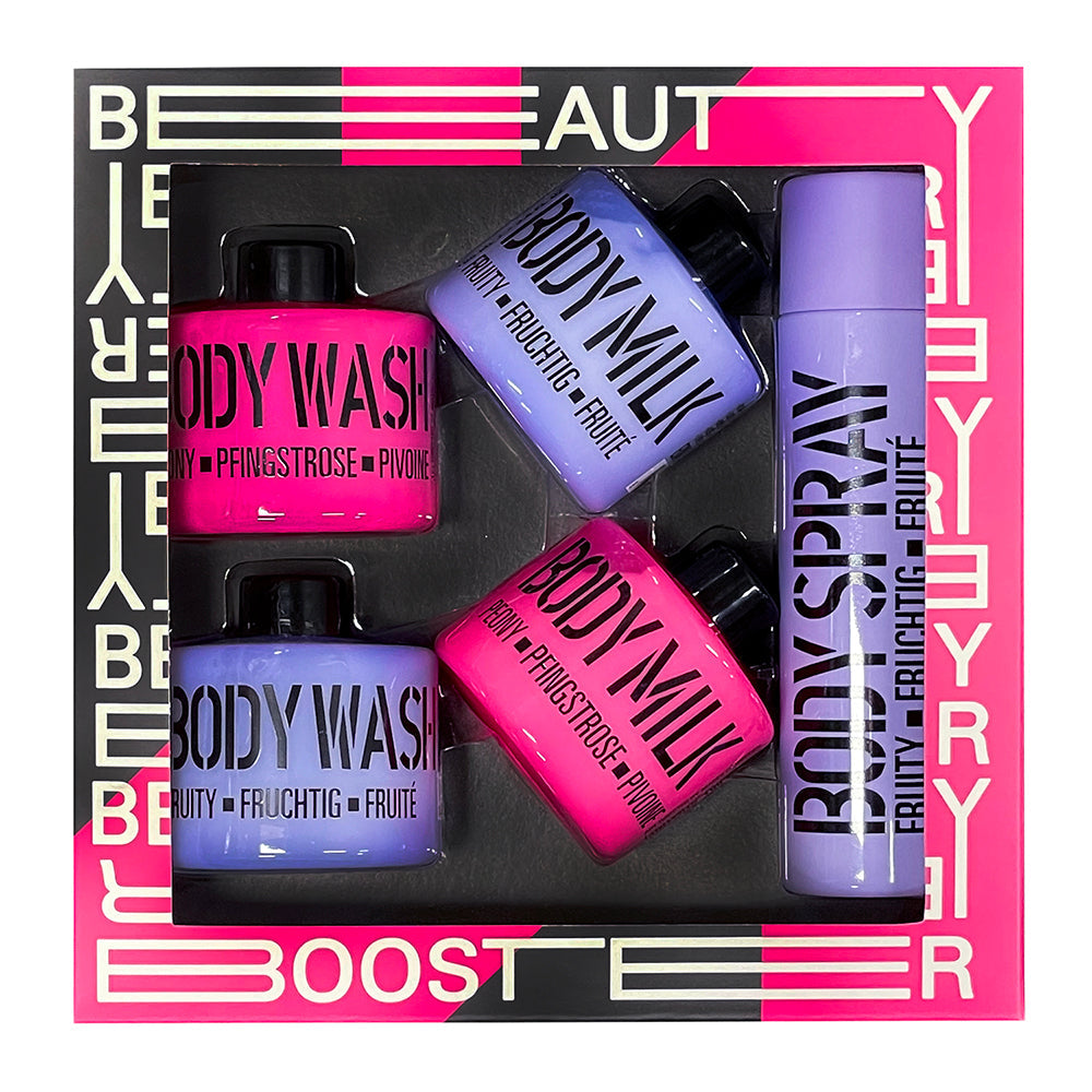 Набір: гель для душу х2, молочко для тіла х2, спрей для тіла х1 EXOTIC YELLOW & PEONY PINK