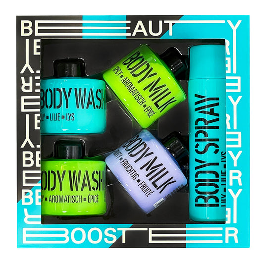 Набір: гель для душу х2, молочко для тіла х2, спрей для тіла х1 LILY BLUE & SPICY LIME