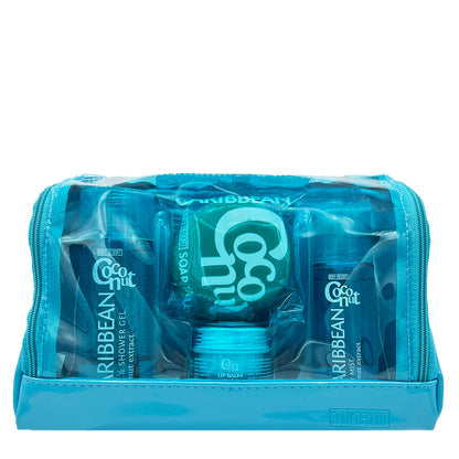 Сумочка-набір: гель для душу, спрей для тіла, бальзам для губ, мило CARIBBEAN COCONUT