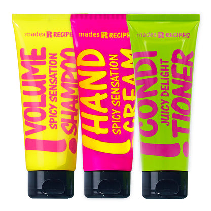 Косметичка-набір: кондиціонер, шампунь, крем для рук SPICY SENSATION &  JUICY DELIGHT