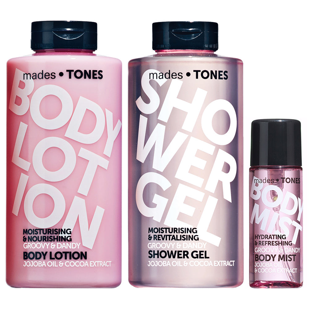 Набір: гель для душу, лосьйон для тіла, міст для тіла GROOVY & DANDY