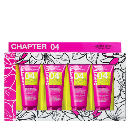 Набір для подорожей 04: гель для душу, лосьйон для тіла, шампунь, крем для рук LYCHEE & LOTUS