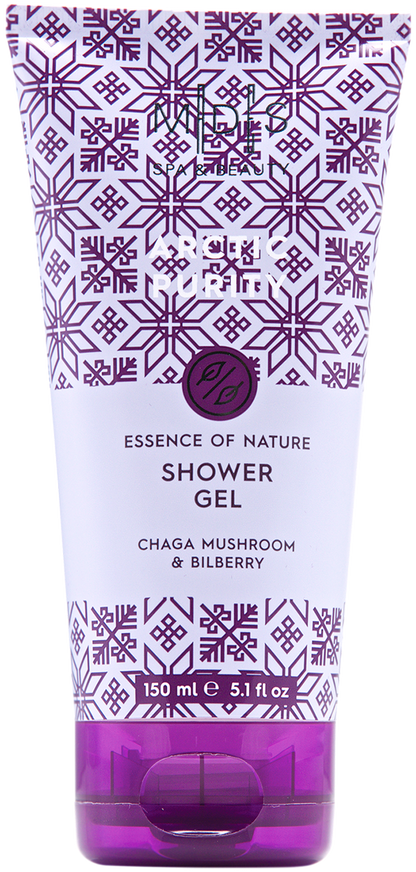 Подарунковий набір: гель для душу, лосьйон для тіла, крем для рук та нігтів ARCTIC PURITY chaga mushroom & bilberry